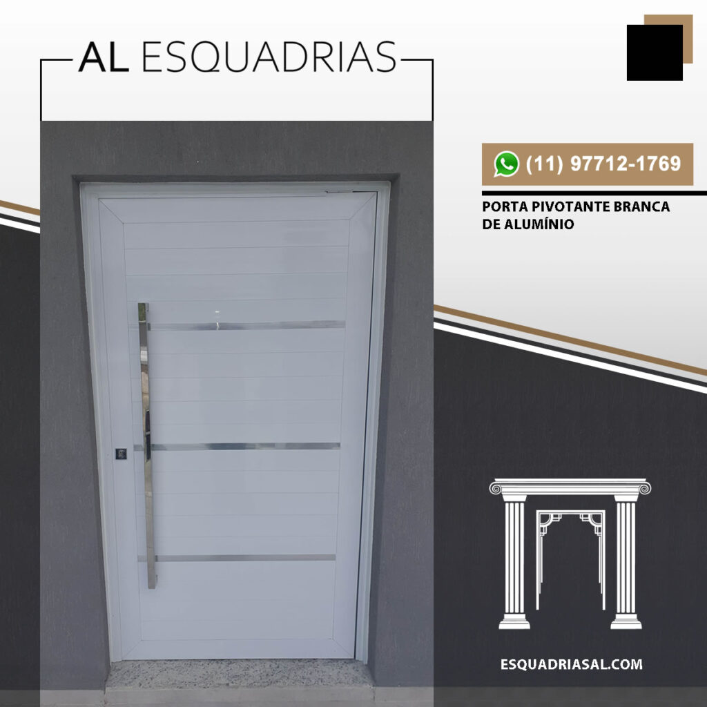 Porta Pivotante Branca de Alumínio