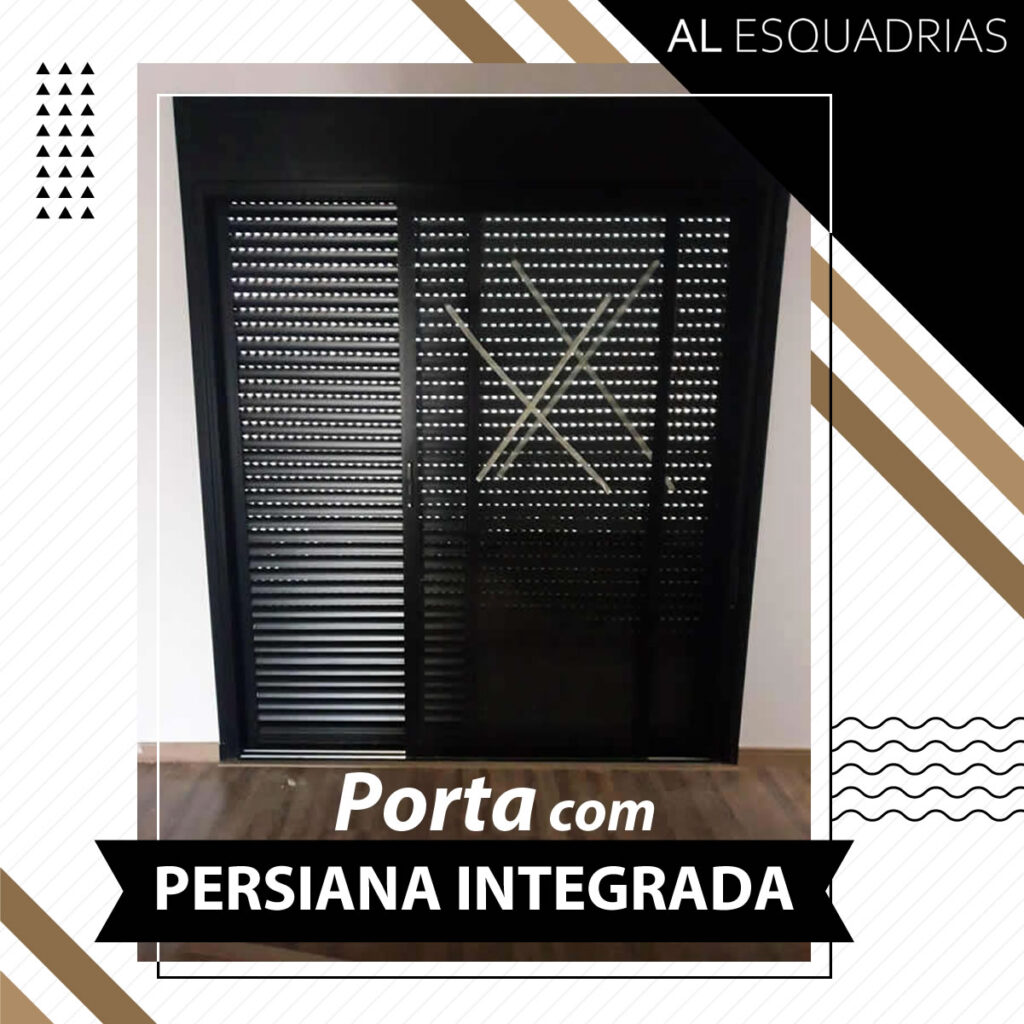 Porta com Persiana Integrada Preta